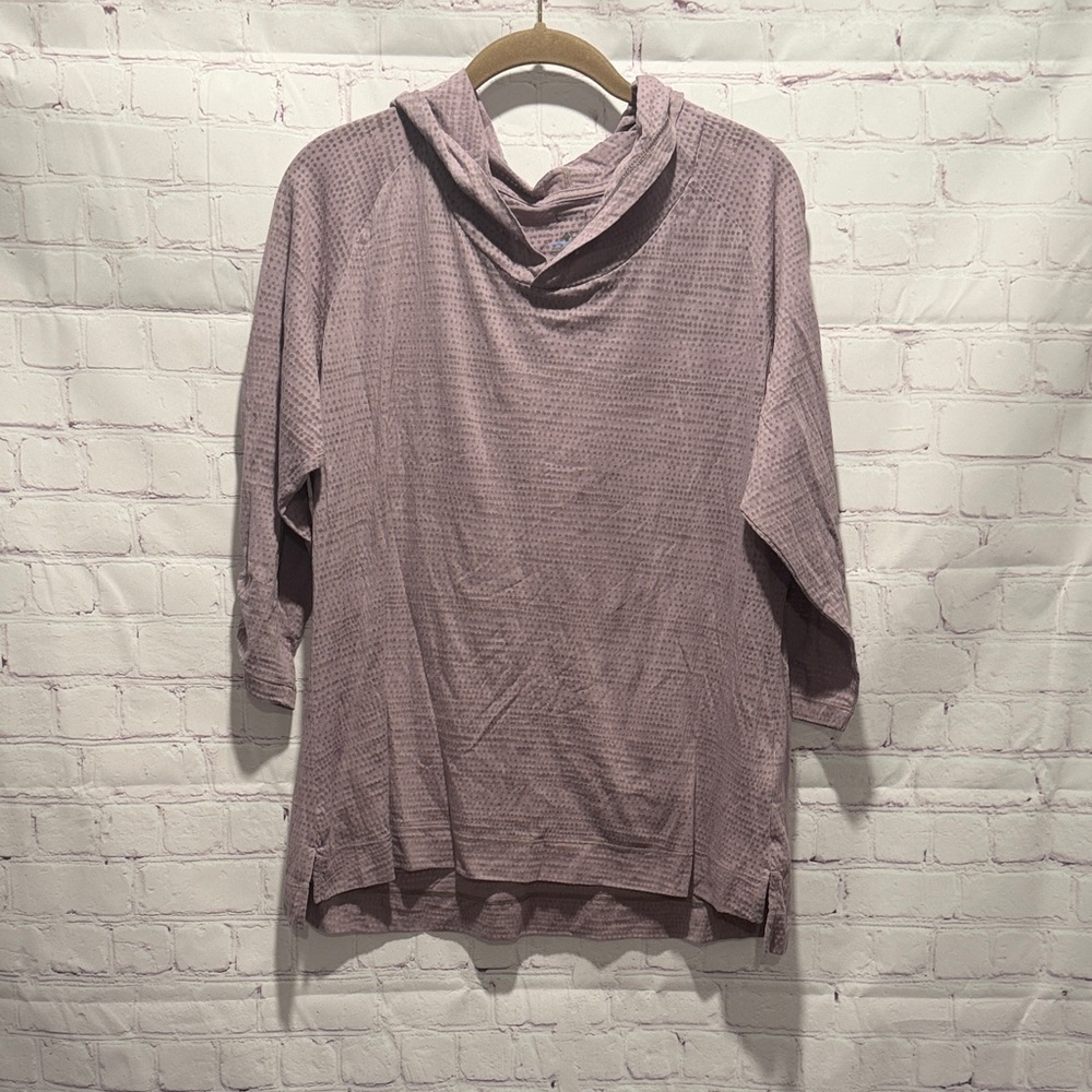 Columbia Lavender polka dot print Hooded 3/4 Sleeve Top‎ Woman’s Size XL